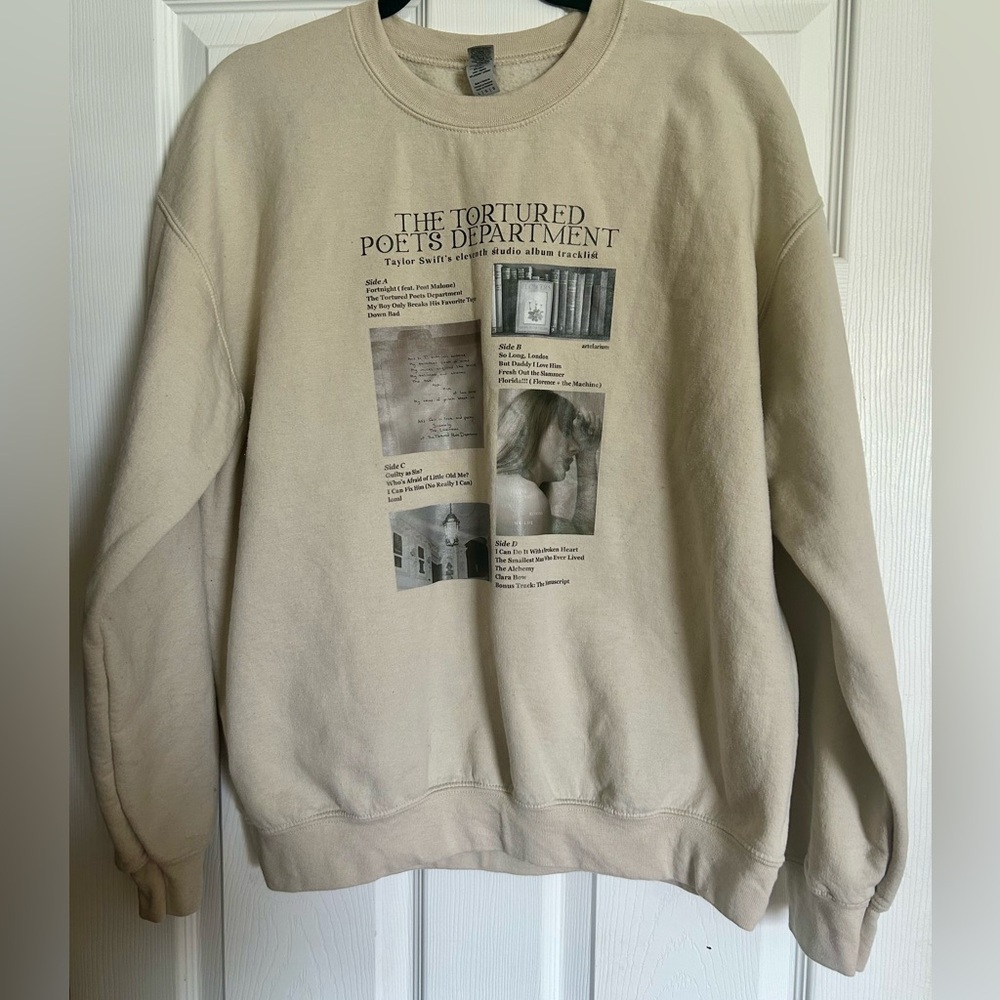 Taylor Swift The Tortured Poets Department Golden Sweatshirt Size Large Hip Hop